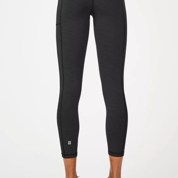 Sweaty Betty Super Sulpt High-Waisted 7/8 Yoga Leggings in Black Marl - Picture 2 of 7